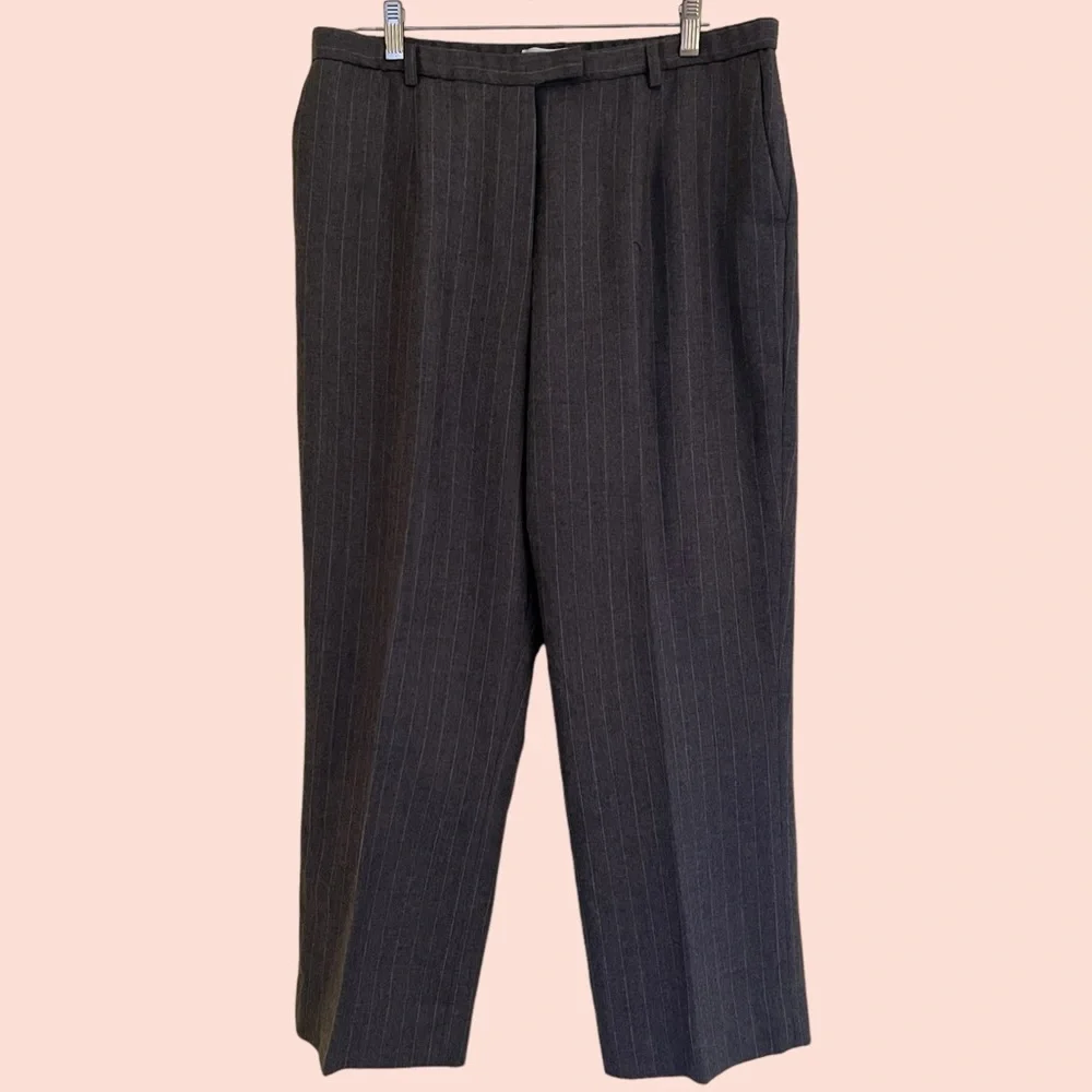 Pendleton Vintage Grey with Tan Pinstripe Virgin Wool Trouser 14